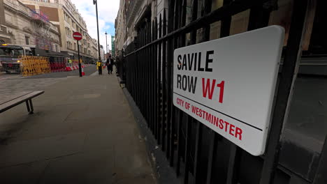 Saville-Road,-London,-wide-shot-of-road-sign-and-view-to-the-North-down-the-street,-Day