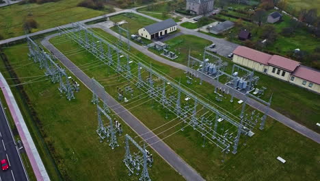 Electrical-converter-power-substation---descending-aerial