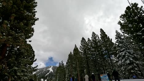 Lake-Tahoe-Vacation-Ski-Resort,-Passenger-POV-Exiting-Chairlift-