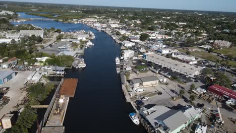 Aerial-view-of-master-front-properties-in-sunny-Tarpon-Springs,-florida