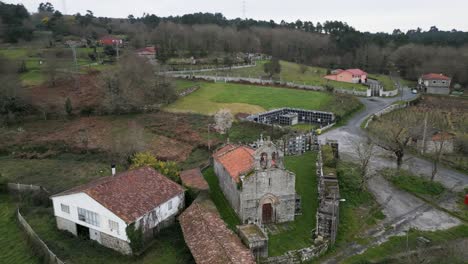 Aerial-View-of-San-Fiz-de-Navío-Church,-San-Amaro,-Ourense,-Galicia,-Spain
