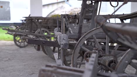 Old-Cattle-Carts-At-Sandor-Petofi-Memorial-Exhibition-in-Szalkszentmarton,-Hungary