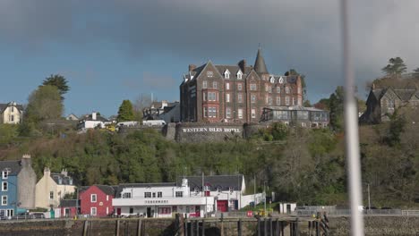 Hand-held-shot-of-the-famous-Western-Isle-Hotel-on-the-Isle-of-Mull