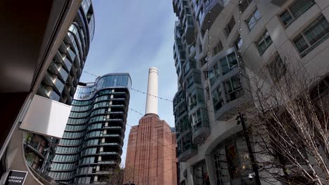 Residential-And-Business-Development-Buildings-At-Battersea-Power-Station-In-London---Low-Angle-Shot