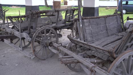 Century-Old-Cattle-Carts-Exhibit-At-Petofi-Slaughterhouse-Museum-In-Szalkszentmarton,-Hungary