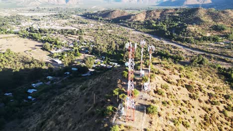 cell-phone-antennas-on-Cerro-Verde,-the-commune-of-Pirque,-country-of-Chile