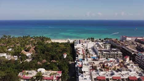 Aerial-view-of-the-beach-and-the-coast-of-Pkaya-del-carmen-in-Cancun-Quintana-Roo