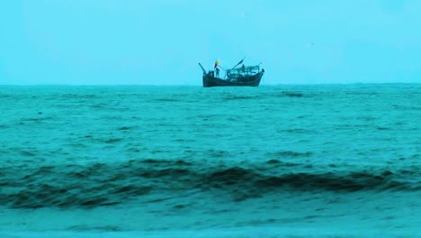 Fishing-Trawler-Boat-In-Indian-Ocean---Wide-Shot