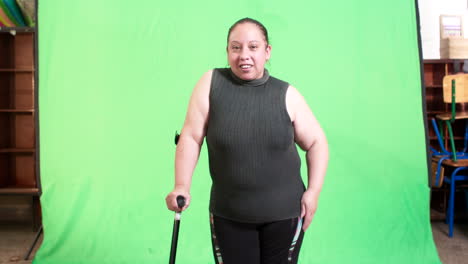 general-shot-of-disabled-woman-with-cane