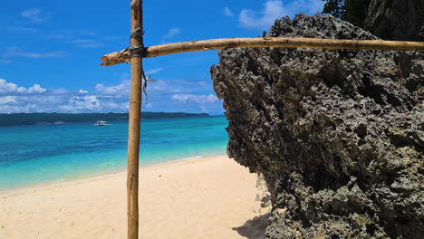 Puka-Shell-Beach,-Boracay-Island,-Philippines,-Tropical-Paradise-on-Sunny-Day