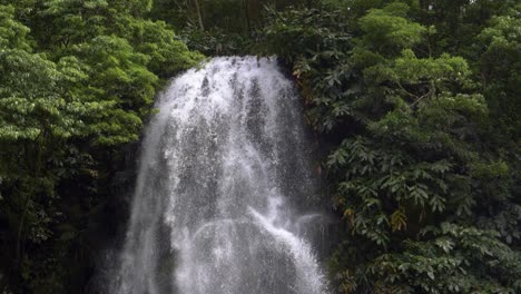 Ribeira-dos-Caldeirões-Forest-Waterfall,-Natural-Park,-Azores,-Slowmotion