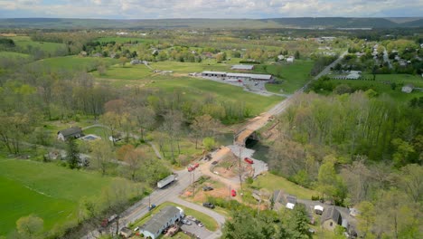 Aerial-drone-view-of-bridge-construction