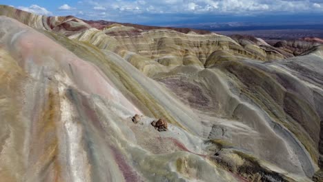 Colorful-soil-strata-lines-make-beautiful-mountain-patterns,-Argentina