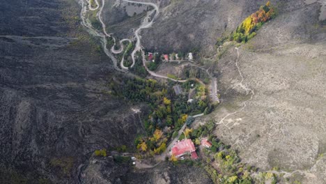 Luftaufnahme-Von-Herbstbäumen-Auf-Einer-Kurvenreichen-Passstraße-In-Argentinien