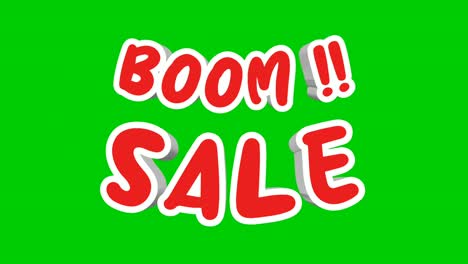 Boom-sale-text-3d-motion-graphics-animation-on-green-screen-business-concept-for-video-elements