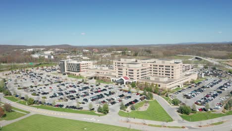 4k-aerial-drone-footage-of-the-Garnet-Health-medical-hospital-in-Hudson-Valley-Middletown-New-York