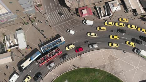 Aerial-view-of-a-crossroad-with-dense-traffic-in-the-city-center-of-Athens