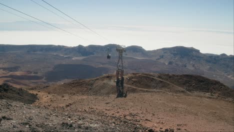 Cable-car-taking-tourists-on-a-peak-Pico-del-Teide-on-Tenerife,-Canary-Islands-in-spring