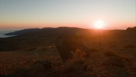 New-day-on-Tenerife,-sunrise-in-volcanic-landscape-on-Tenerife,-Canary-Islands-in-spring