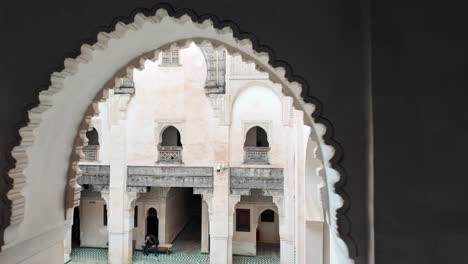 View-of-riad-interior-traditional-Moroccan-garden-in-Fes-palace