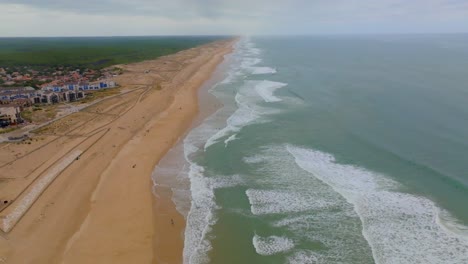 The-coast-of-Lacanau-filmed-with-a-drone,-Atlantic-Ocean-France