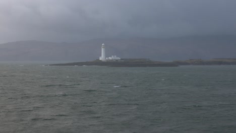 Hand-held-shot-of-the-Lismore-Lighthouse-situated-on-the-island-of-Eilean-Musdile