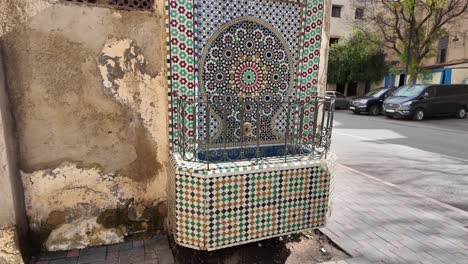 Water-fountain-with-geometric-design-inside-the-medina-of-Fes-Fez-Morocco