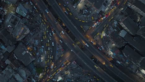 Captivating-aerial-view:-Lagos-by-night,-pulsating-with-life