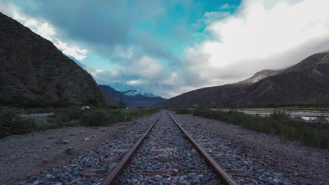 Timelapse-of-tourist-train-tracks-powered-by-solar-energy-in-Jujuy,-Argentina
