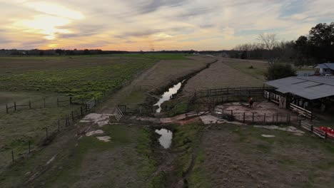 Drone-view-of-a-farm-in-Alabama-and-in-winter