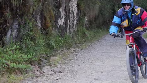 Eco-tourism:-Group-of-mountain-bikers-ride-down-Death-Road-in-Bolivia