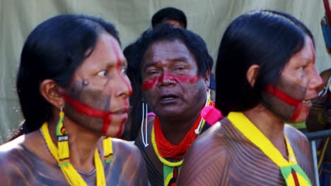 Indigenous-colorfully-painted-men-in-the-streets-of-Brasilia-at-the-COP-30-march