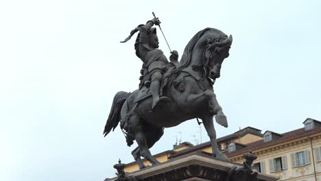 Panoramic-view-of-Piazza-San-Carlo-with-bronze-Horse-equestrian-monument-of-Emanuele-Filiberto-by-Carlo-Marochetti