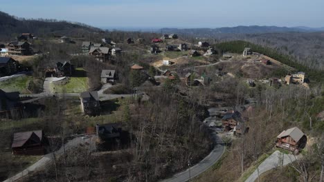 Aerial-view-of-rental-properties-in-Pigeon-forge,-Tennessee
