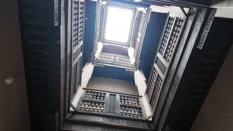 Raining-inside-courtyard-riad-of-modern-hotel-in-Fes-Fez-Morocco