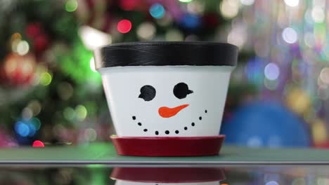 Snowman-drawn-on-plant-pot-in-craft-DIY-hobby-lesson