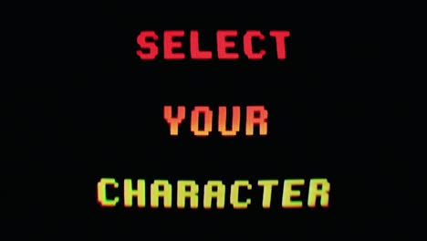 Real-TV-capture:-the-animated-text-message-Select-Your-Character,-displayed-before-gameplay-begins