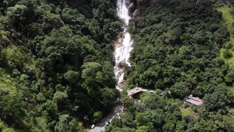 Drone-Flying-Over-Ravana-Falls-in-Jungle-in-Sri-Lanka