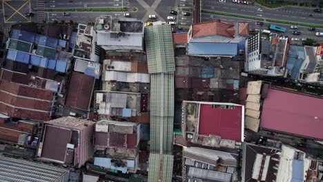 Aerial-View-of-Petaling-Street-Green-Dragon-Roof-Leading-up-to-the-Main-Entrace