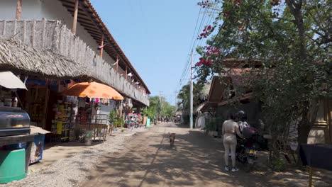 Calle-Rústica-Palomino-Con-Establecimientos-Con-Techo-De-Paja-Y-Un-Ambiente-Local,-Colombia