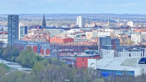 Powerful-River-Sora-calmly-flows,-supplying-water-and-energy-to-the-city-of-Leicester