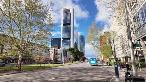 Madrid-Public-Transportation-in-Capital-of-Spain-with-Skyline-in-Background