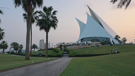 A-general-view-of-the-Dubai-Golf-Club,-which-first-opened-in-1993,-comprising-an-18-hole-par-71-championship-golf-course