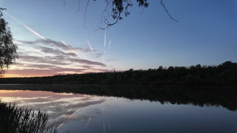 Peaceful-Pond-at-Sunrise:-Lush-Vegetation-and-Still-Water