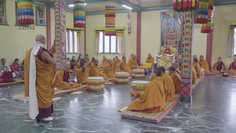 Buddhist-worship-is-going-on-inside-the-Buddhist-monastery