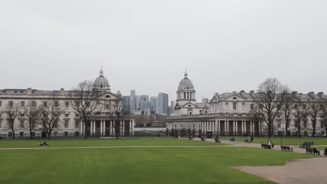 Profile-view-of-Royal-Old-Naval-College-at-Greenwich-in-London,-England