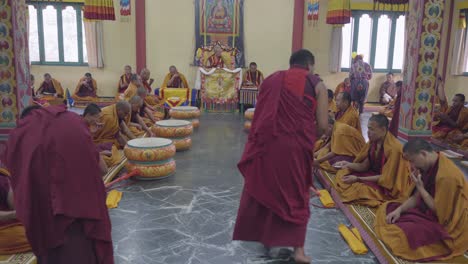 Buddhist-worship-is-going-on-inside-the-Buddhist-monastery