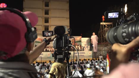 Indian-video-journalists-during-Lok-Sabha-election-campaign-2024,-Uddhav-Thackeray-addressed-the-people-of-Pune-alongside-other-political-members-and-supporters