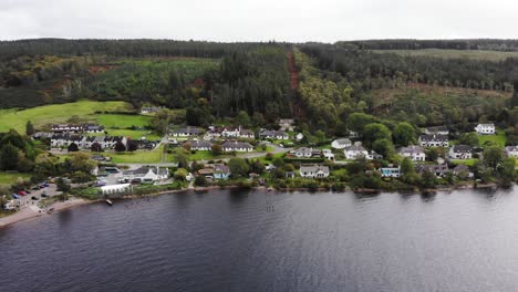 Aerial-View-Of-Dores-Highland-Village-On-The-Southern-Shore-Of-Loch-Ness