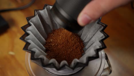Making-hot-brew-of-tasty-coffee,-filtering-process,-sediment-free-drink